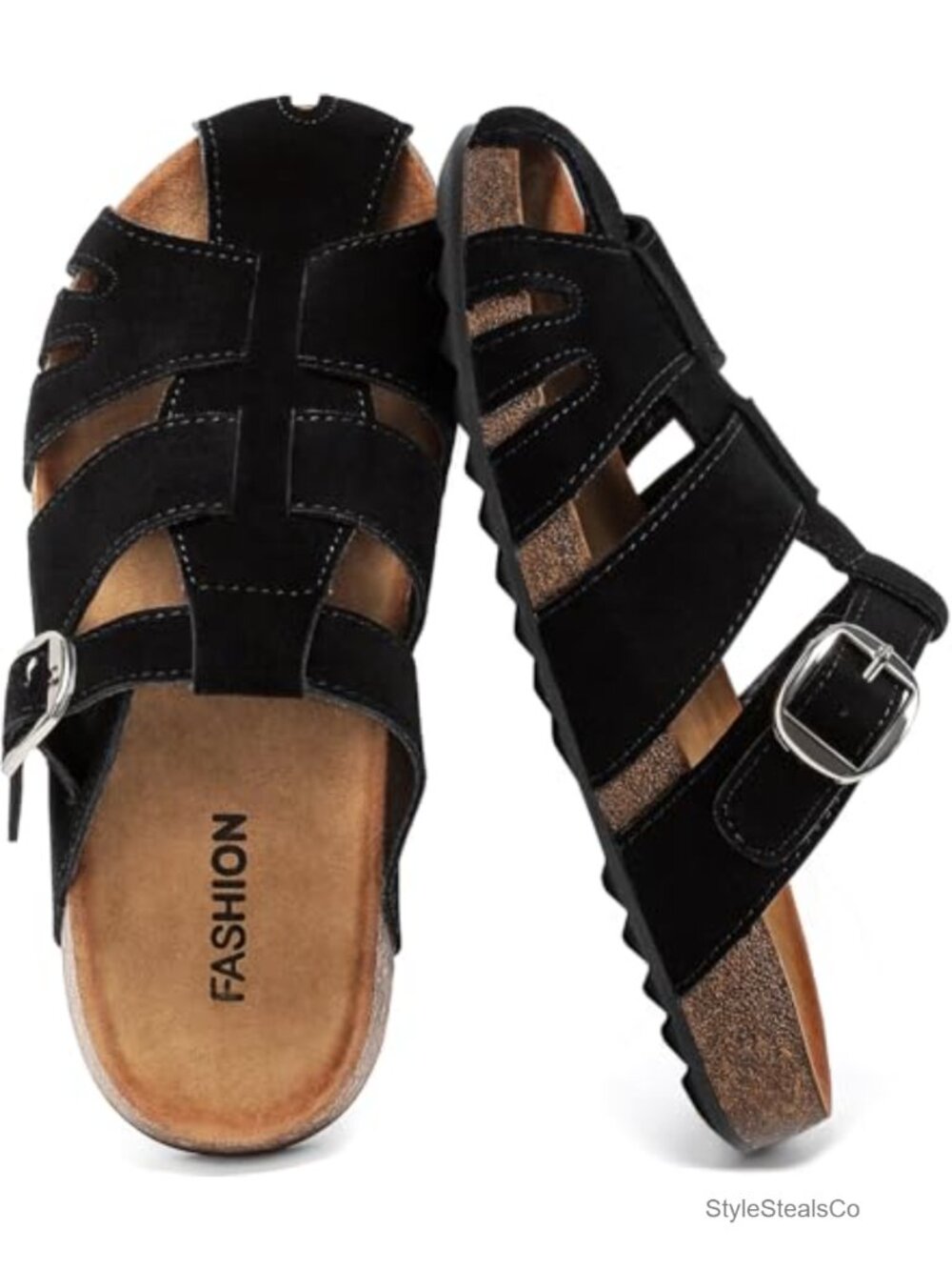 Suede Clogs for Women Fisherman Sandals Cork Mules Closed Toe Slip On